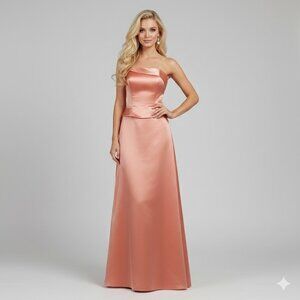 Satin Coral Dress with Matching Shawl